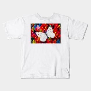 White Butterfly On Crayons Kids T-Shirt